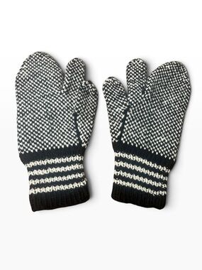 Black & Cream Knit Trigger Mittens